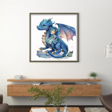 Load image into Gallery viewer, Huancan - Blue Dragon And Girl - 50*50CM 11CT 3 Stamped Cross Stitch
