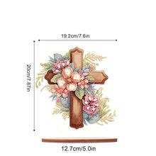 Load image into Gallery viewer, Wooden Special Shaped Flower Cross Diamond Painting Art Kits Desktop Decorations
