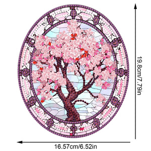Acrylic Stained Glass Flower Diamond Painting Hanging Pendant Home Decor(Sakura)