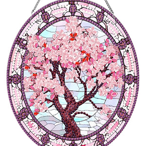 Acrylic Stained Glass Flower Diamond Painting Hanging Pendant Home Decor(Sakura)
