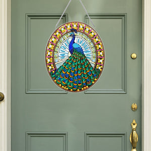 Acrylic Stained Glass Animal Diamond Painting Hanging Pendant (Peacock)