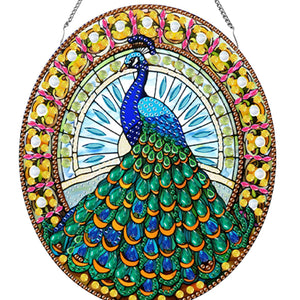 Acrylic Stained Glass Animal Diamond Painting Hanging Pendant (Peacock)