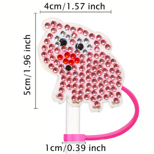 6Pcs Acrylic Silicone Pig 5D DIY Diamond Painting Straw Cover Cap Decoration