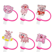 Load image into Gallery viewer, 6Pcs Acrylic Silicone Pig 5D DIY Diamond Painting Straw Cover Cap Decoration
