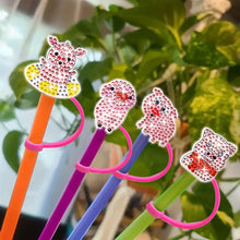 Load image into Gallery viewer, 6Pcs Acrylic Silicone Pig 5D DIY Diamond Painting Straw Cover Cap Decoration
