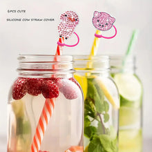 Load image into Gallery viewer, 6Pcs Acrylic Silicone Pig 5D DIY Diamond Painting Straw Cover Cap Decoration
