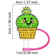 Load image into Gallery viewer, 6Pcs Acrylic Silicone Cactus 5D DIY Diamond Painting Straw Cover Cap Decoration
