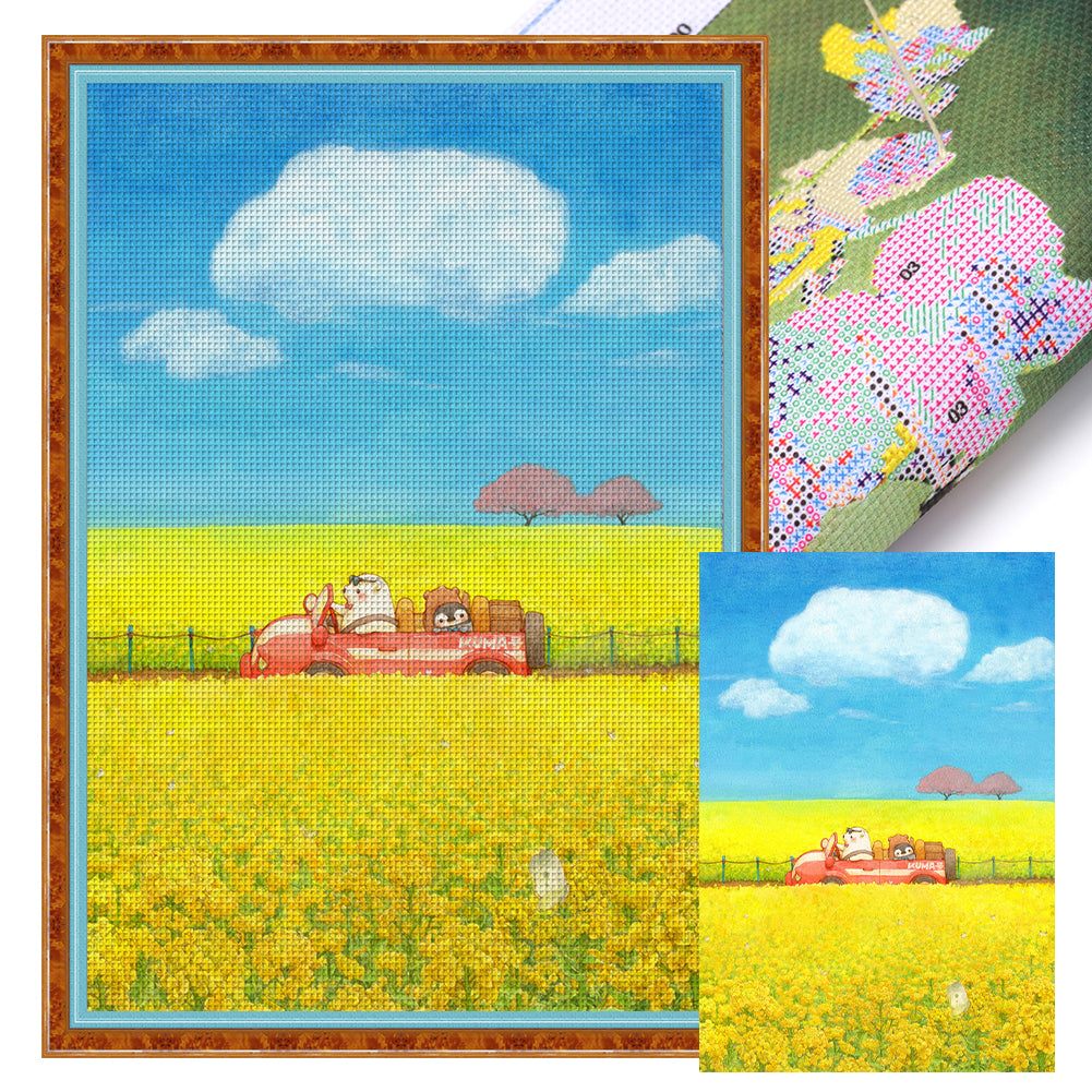 Yishu - Ride In The Countryside - 50*70CM 11CT 3 Stamped Cross Stitch
