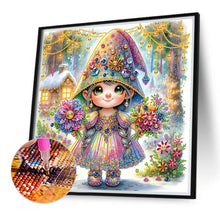 Load image into Gallery viewer, Girl With Two Bouquets In The Forest 40*40CM(Canvas) Partial Special Shaped Drill Diamond Painting
