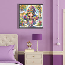 Load image into Gallery viewer, Girl With Two Bouquets In The Forest 40*40CM(Canvas) Partial Special Shaped Drill Diamond Painting
