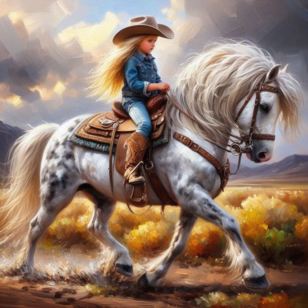Cowgirl 40*40CM(Canvas) Full Round Drill Diamond Painting