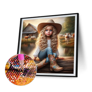 Cowgirl 40*40CM(Canvas) Full Round Drill Diamond Painting