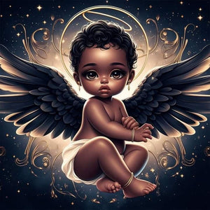Black Angel 30*30CM(Canvas) Full Round Drill Diamond Painting
