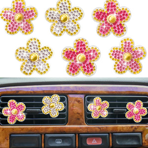 6Pcs Diamond Painting Car Air Vent Clips Car Decor Gift for Women Girls (Flower)