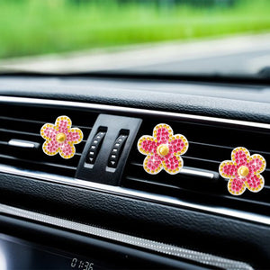 6Pcs Diamond Painting Car Air Vent Clips Car Decor Gift for Women Girls (Flower)