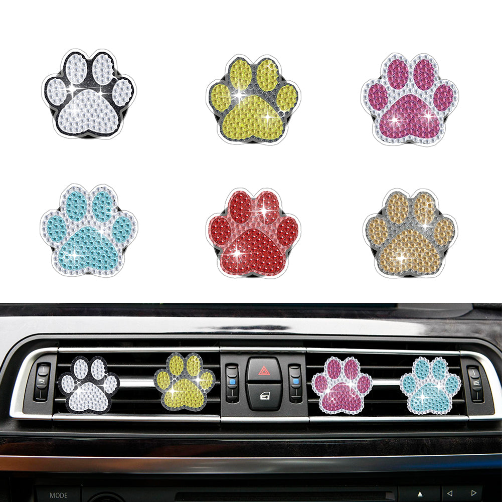 6Pcs Diamond Painting Car Air Vent Clips Car Decor Gift for Women Girls(Dog Paw)
