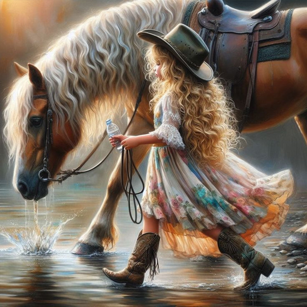 Cowgirl 30*30CM(Canvas) Full Round Drill Diamond Painting