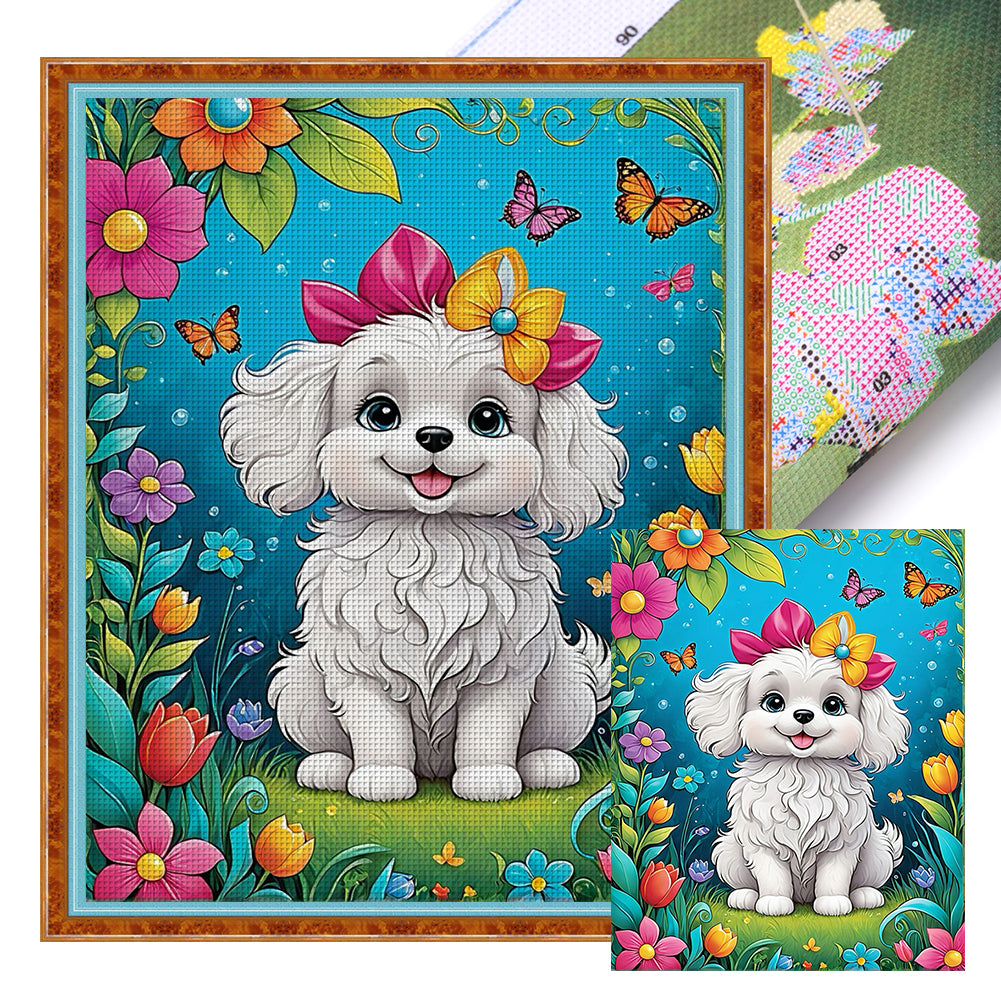 Yishu - Cute Dog - 40*50CM 11CT 3 Stamped Cross Stitch