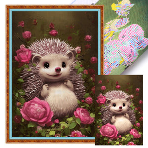 Yishu - Hedgehog Among Flowers - 40*60CM 11CT 3 Stamped Cross Stitch