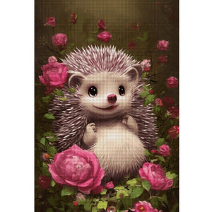 Yishu - Hedgehog Among Flowers - 40*60CM 11CT 3 Stamped Cross Stitch