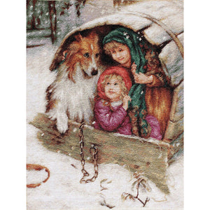 Joy Sunday - Playing With The Shepherd Dog Children - 48*61CM 14CT 2 Stamped Cross Stitch