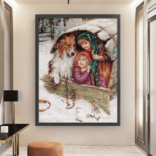 Load image into Gallery viewer, Joy Sunday - Playing With The Shepherd Dog Children - 48*61CM 14CT 2 Stamped Cross Stitch
