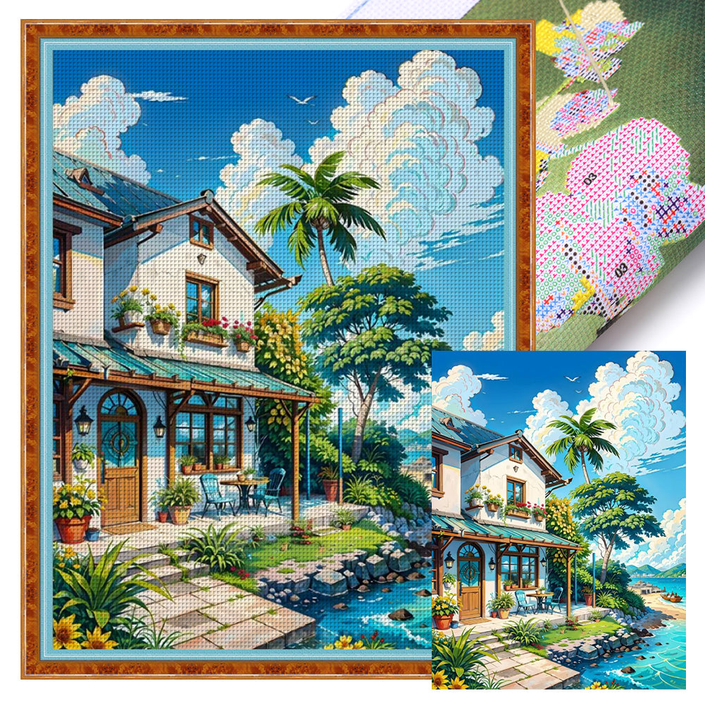 Huancan - Seaside Villa - 40*55CM 14CT 2 Stamped Cross Stitch