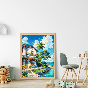Huancan - Seaside Villa - 40*55CM 14CT 2 Stamped Cross Stitch