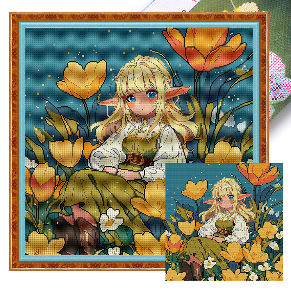 Joy Sunday - Elf - 47*47CM 14CT 2 Stamped Cross Stitch