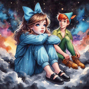 Huancan - Peter Pan And Wendy - 40*40CM 11CT 3 Stamped Cross Stitch