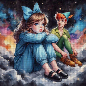 Huancan - Peter Pan And Wendy - 40*40CM 11CT 3 Stamped Cross Stitch