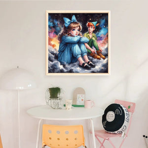 Huancan - Peter Pan And Wendy - 40*40CM 11CT 3 Stamped Cross Stitch