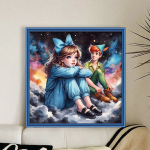 Huancan - Peter Pan And Wendy - 40*40CM 11CT 3 Stamped Cross Stitch