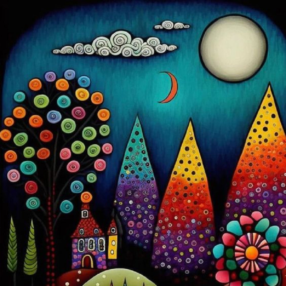 Colorful Night Scene 40*40CM(Canvas) Full Round Drill Diamond Painting