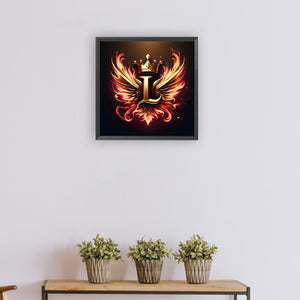 Winged Letter - L 30*30CM(Canvas) Full Round Drill Diamond Painting