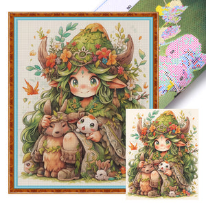 Yishu - Gnome Girl - 45*55CM 11CT 3 Stamped Cross Stitch