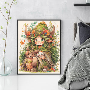 Yishu - Gnome Girl - 45*55CM 11CT 3 Stamped Cross Stitch