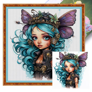 Yishu - Butterfly Girl - 50*50CM 11CT 3 Stamped Cross Stitch