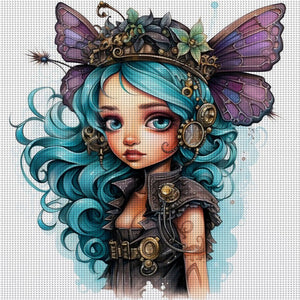 Yishu - Butterfly Girl - 50*50CM 11CT 3 Stamped Cross Stitch