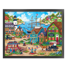 Load image into Gallery viewer, Yishu - Seaside Town Scene - 60*50CM 11CT 3 Stamped Cross Stitch
