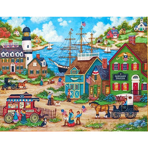 Yishu - Seaside Town Scene - 60*50CM 11CT 3 Stamped Cross Stitch