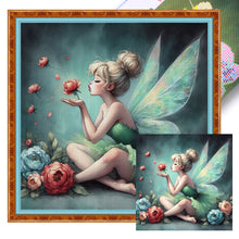 Load image into Gallery viewer, Yishu - Green Fairy Holding Flowers - 50*50CM 11CT 3 Stamped Cross Stitch
