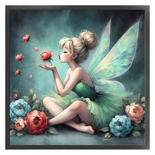 Load image into Gallery viewer, Yishu - Green Fairy Holding Flowers - 50*50CM 11CT 3 Stamped Cross Stitch
