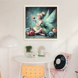 Yishu - Green Fairy Holding Flowers - 50*50CM 11CT 3 Stamped Cross Stitch