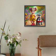 Load image into Gallery viewer, Garden Girl And Puppy 30*30CM(Canvas) Full Round Drill Diamond Painting
