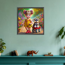 Load image into Gallery viewer, Garden Girl And Puppy 30*30CM(Canvas) Full Round Drill Diamond Painting
