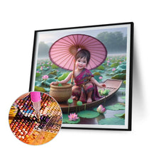 Load image into Gallery viewer, Lotus Girl 30*30CM(Canvas) Full Round Drill Diamond Painting
