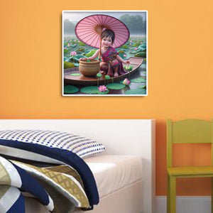 Lotus Girl 30*30CM(Canvas) Full Round Drill Diamond Painting