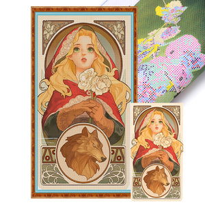 Yishu - Little Red Riding Hood Cards - 40*70CM 11CT 3 Stamped Cross Stitch