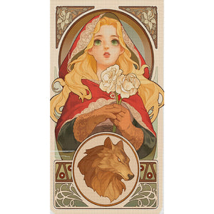 Yishu - Little Red Riding Hood Cards - 40*70CM 11CT 3 Stamped Cross Stitch